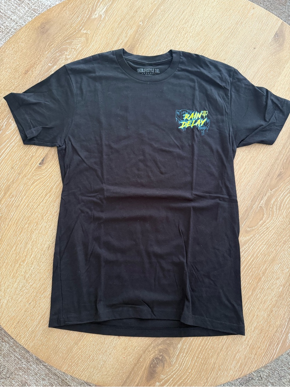 Baseball Lifestyle 101 Black 'Rain Delay' Graphic Crewneck T-Shirt